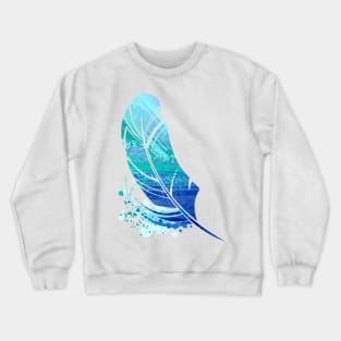 Blue Colorful Feather Crewneck Sweatshirt